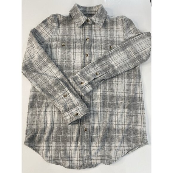 Faherty Legend Sweater Shirt Light Gray Plaid Womens XS Flannel Winter Clouds - Picture 9 of 16